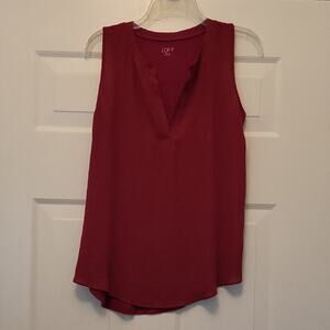 LOFT Red Sleeveless Tank Top V-Neck Blouse Size S